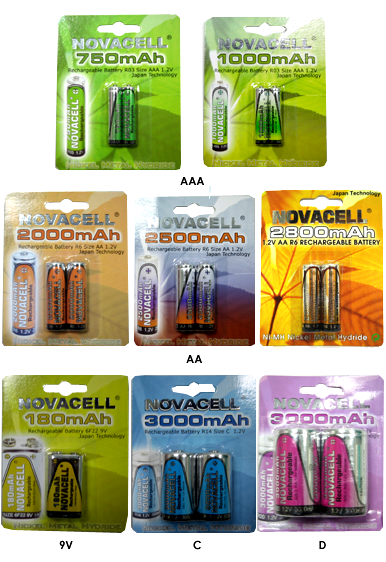 aa aaa 9v size c d rechargeable battery ni-mh ni-cd nickel metal hydride