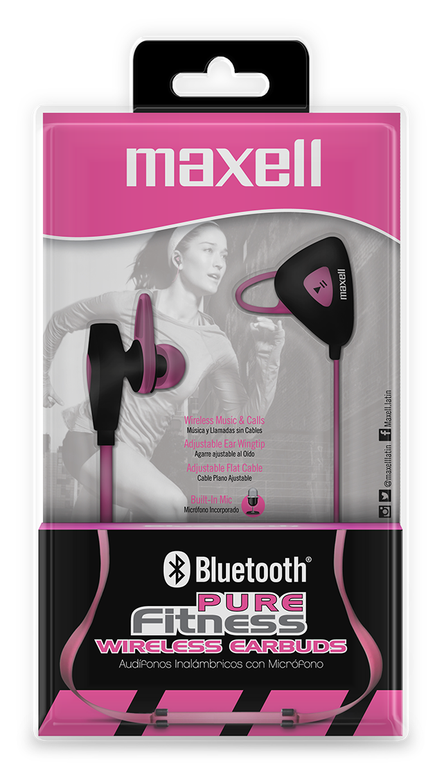 maxell Pure fitness Wireless Earbuds Pink