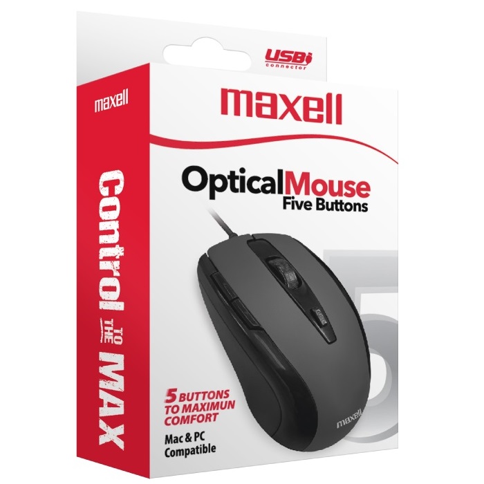 maxell optical mouse 5 buttons mowr-105 Black